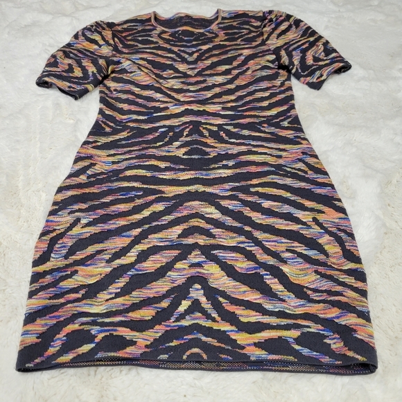 Free People Take Me Out printed Bodycon tiger print neon striped - Picture 3 of 7